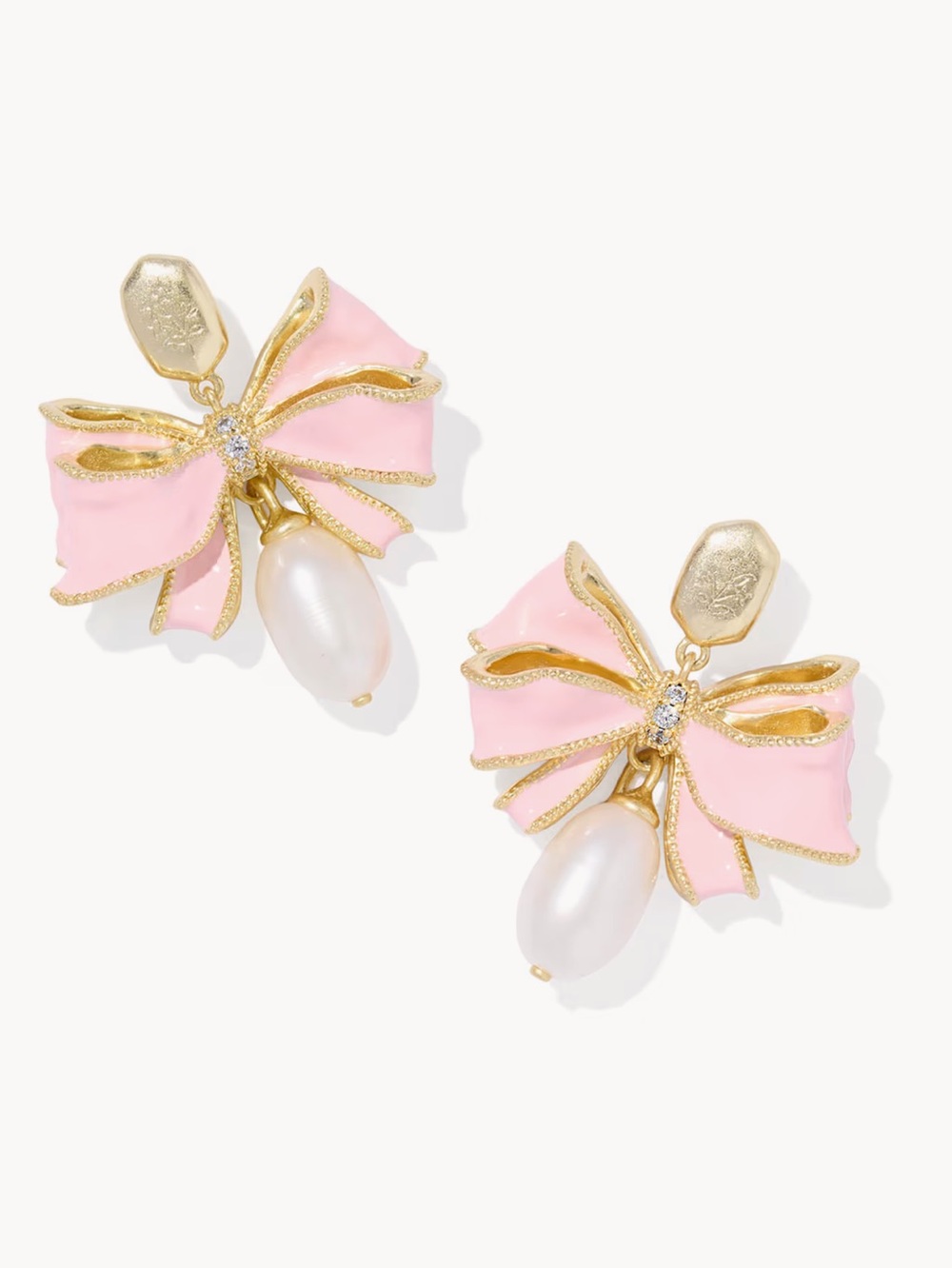 Kendra Scott x Love Shack Fancy Pearl Bow Statement Earrings New